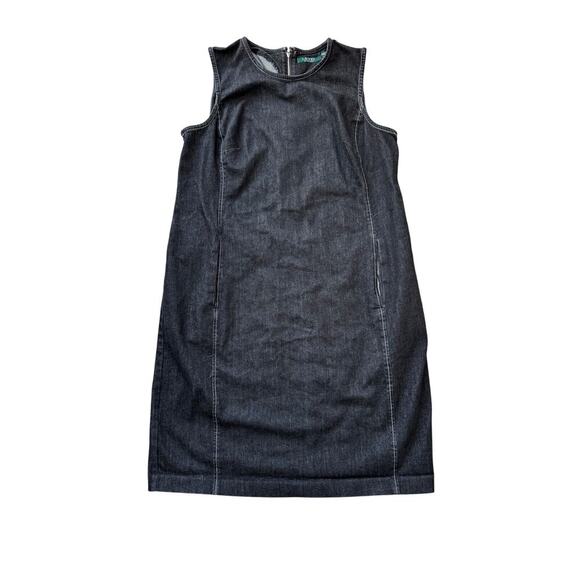 Lauren, Ralph Lauren Black Denim jumper/dress size women's 16; zippered back - Picture 1 of 8